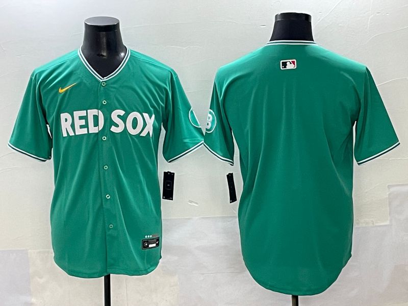 Men 2025 Boston Red Sox Blank Green Joint Name Nike MLB Jersey style 1
